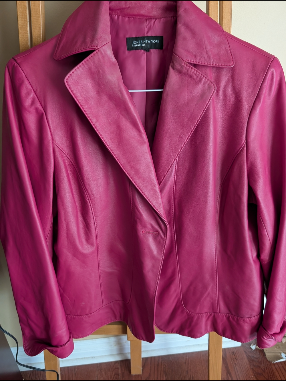 Jones New York Pink Leather Blazer Jacket